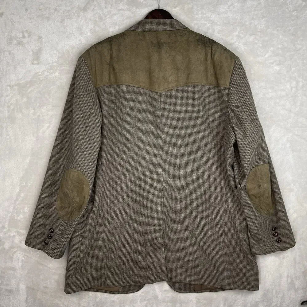 Vintage 90s Pendleton Wool Tweed Sport Coat Blazer Size 46 Long Dark Academia